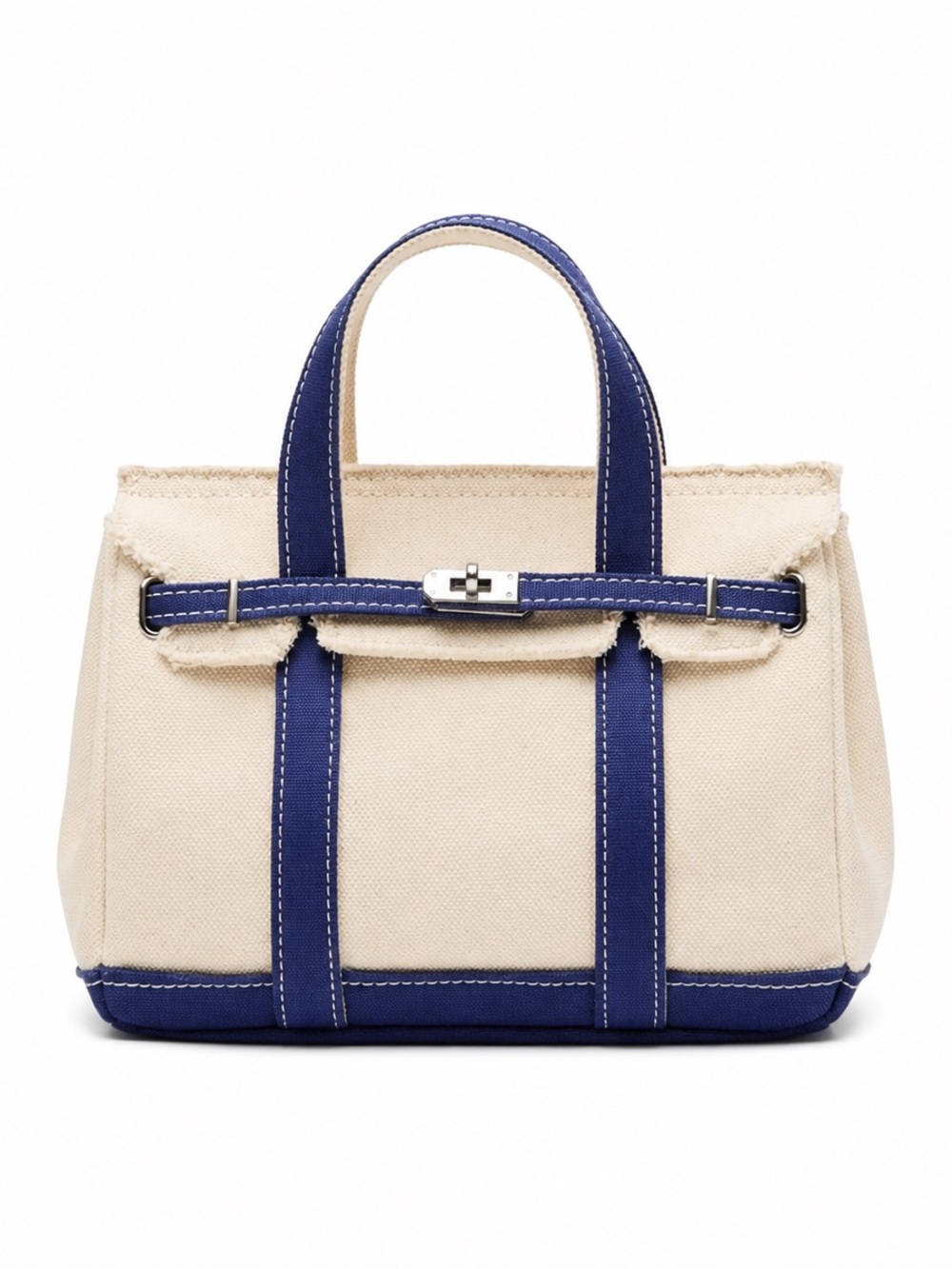 Sunwin Boatkin Madaket Small Classic Tote Bag Ivory Blue NWOT - Picture 2 of 4